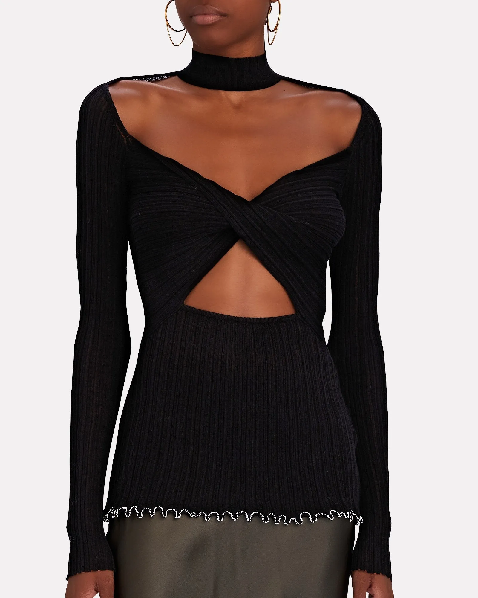 3.1 Phillip Lim Cut-Out Rib Knit Turtleneck Top