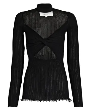3.1 Phillip Lim Cut-Out Rib Knit Turtleneck Top
