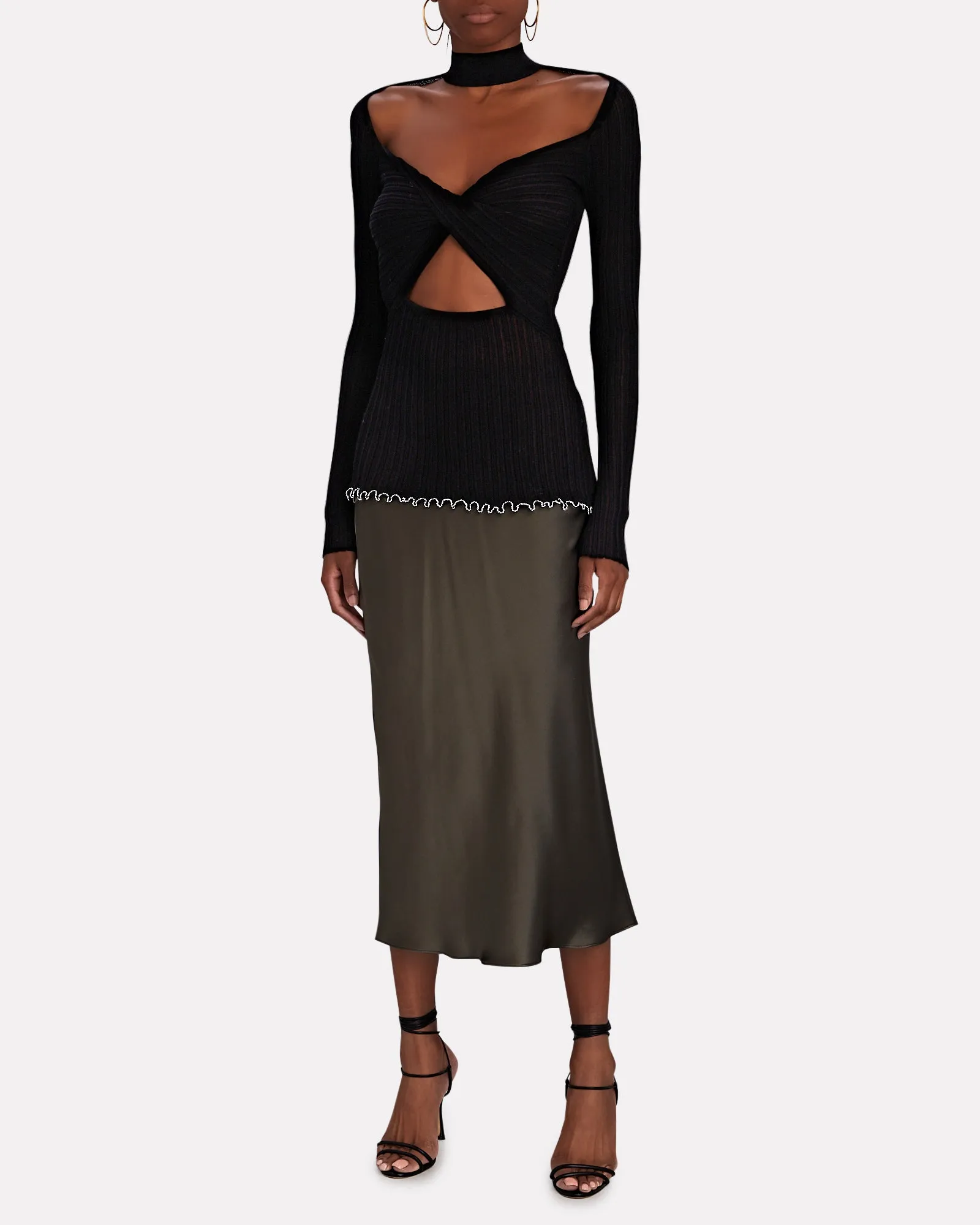 3.1 Phillip Lim Cut-Out Rib Knit Turtleneck Top