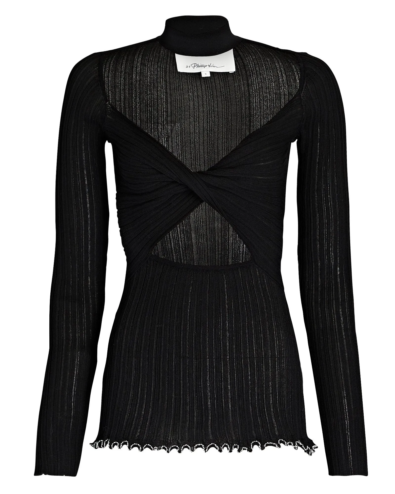 3.1 Phillip Lim Cut-Out Rib Knit Turtleneck Top