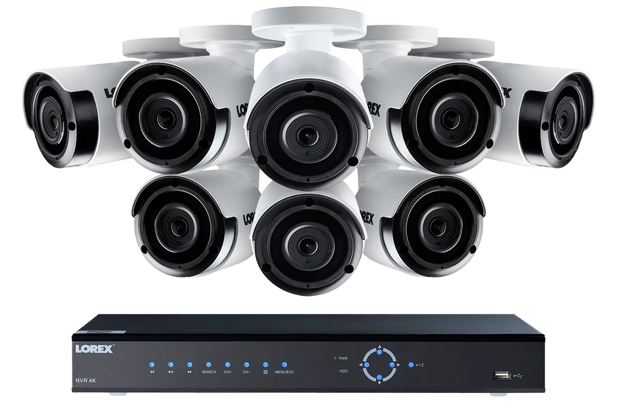 4K Ultra HD IP NVR security camera system with 2K 4MP IP cameras, 130FT night vision