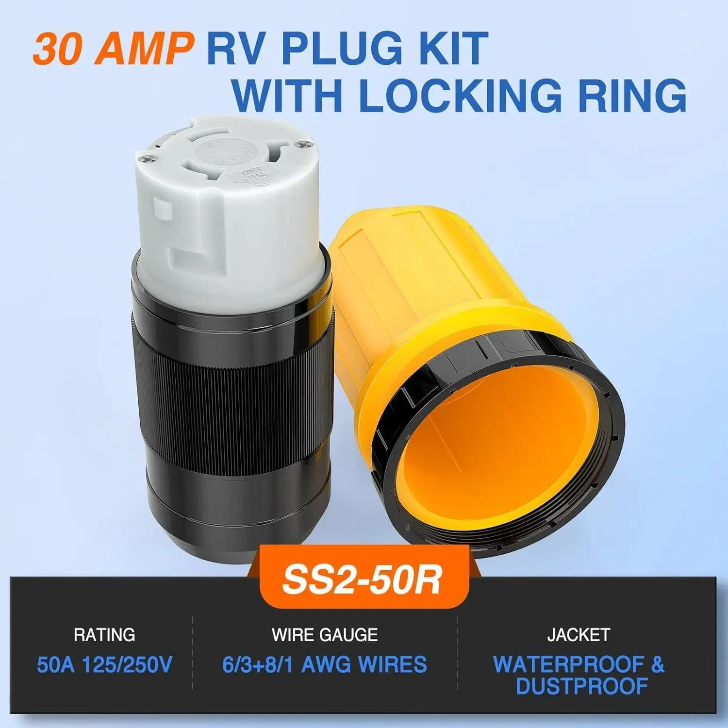 50AMP RV Plug Power Cord Inlet Cover Ring