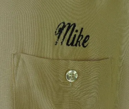 50s Bowling Shirt Flocked Logo 60s VLV Vintage Men's M/L 301 Classic VFG Sid's Restaurant