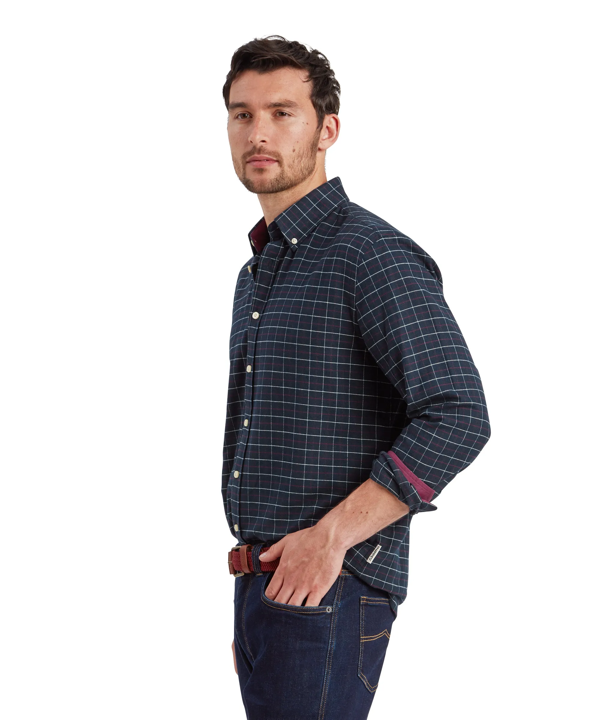 Aldeburgh Tailored Shirt - Navy/Red/Ecru Check
