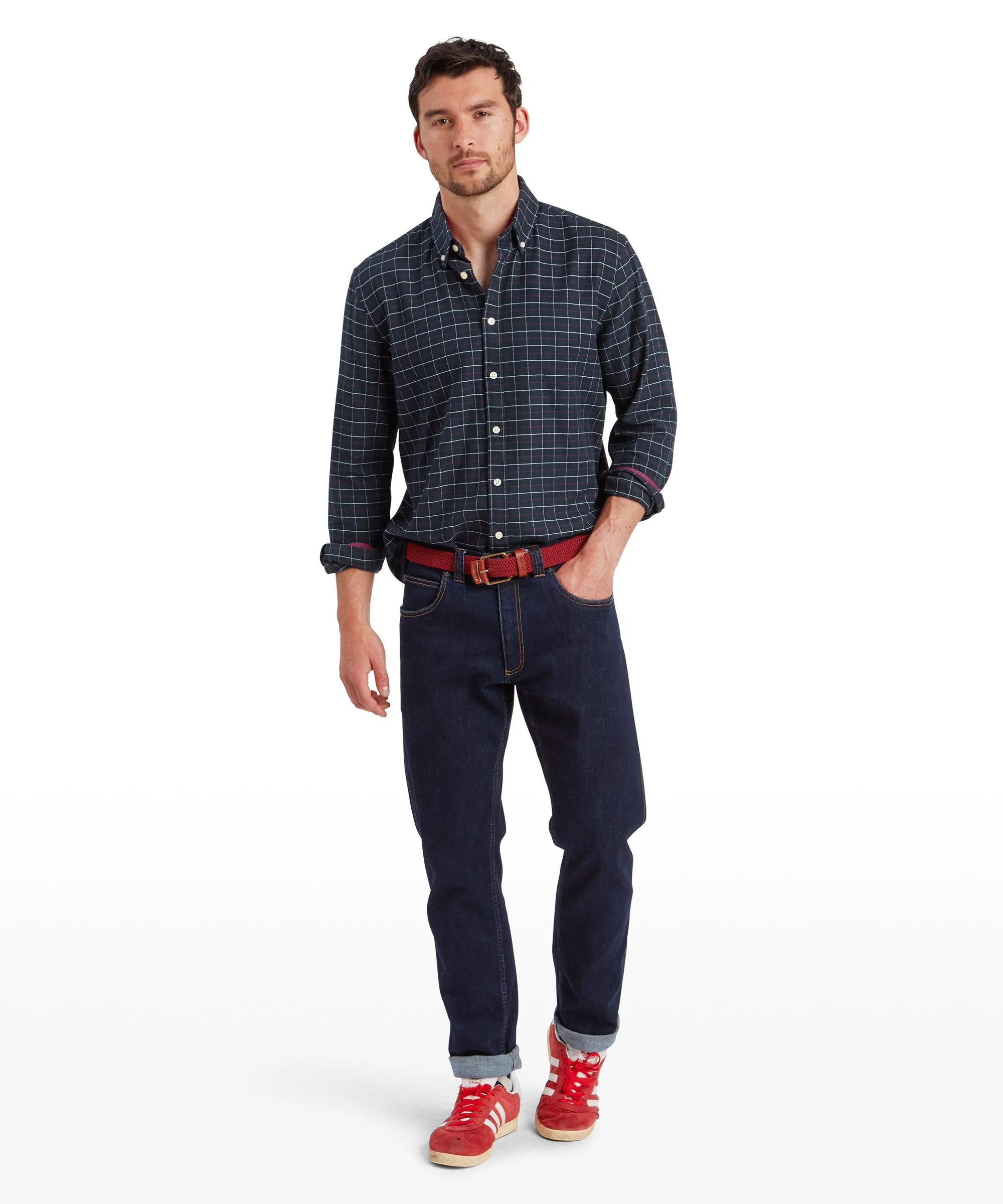 Aldeburgh Tailored Shirt - Navy/Red/Ecru Check