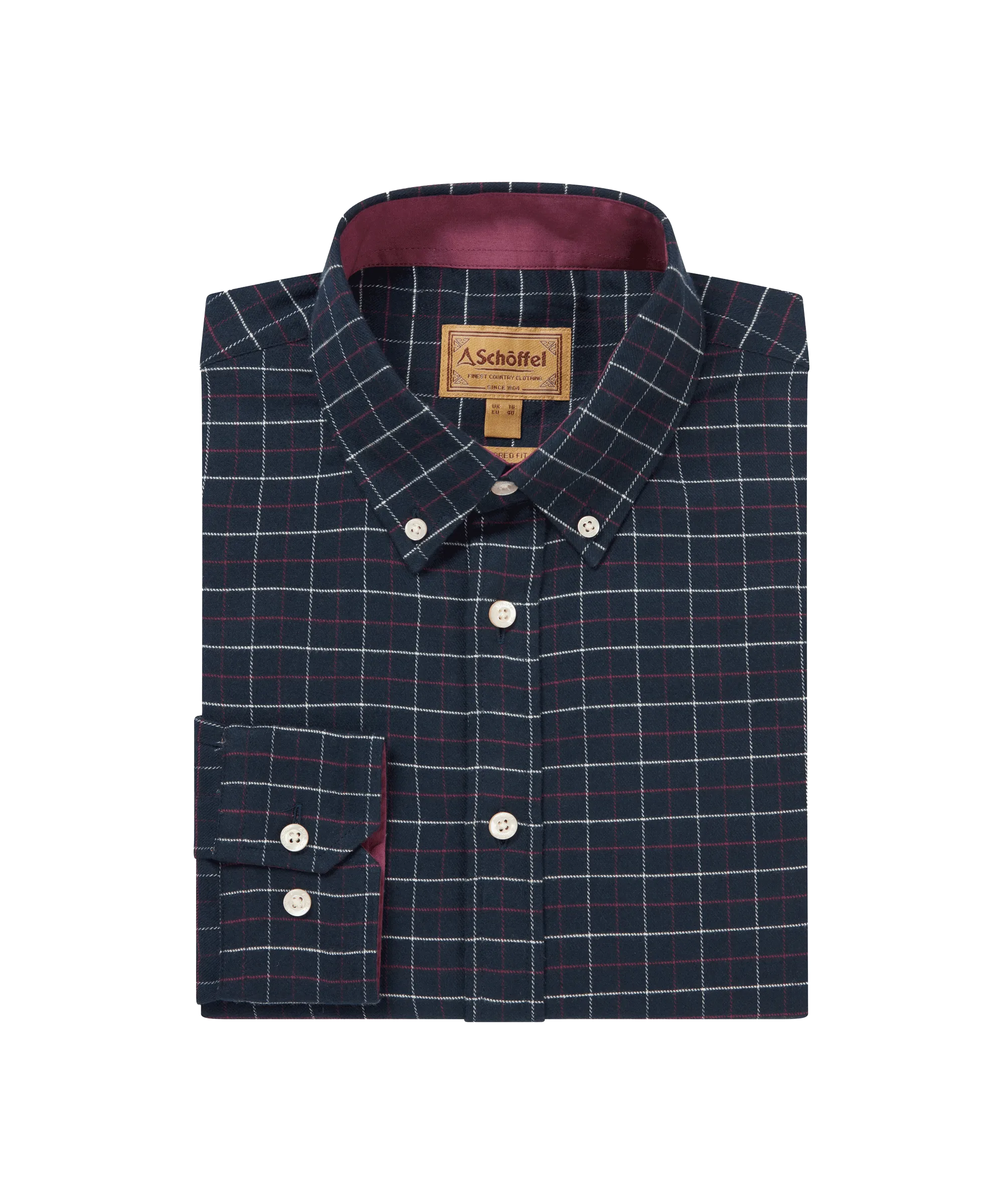 Aldeburgh Tailored Shirt - Navy/Red/Ecru Check