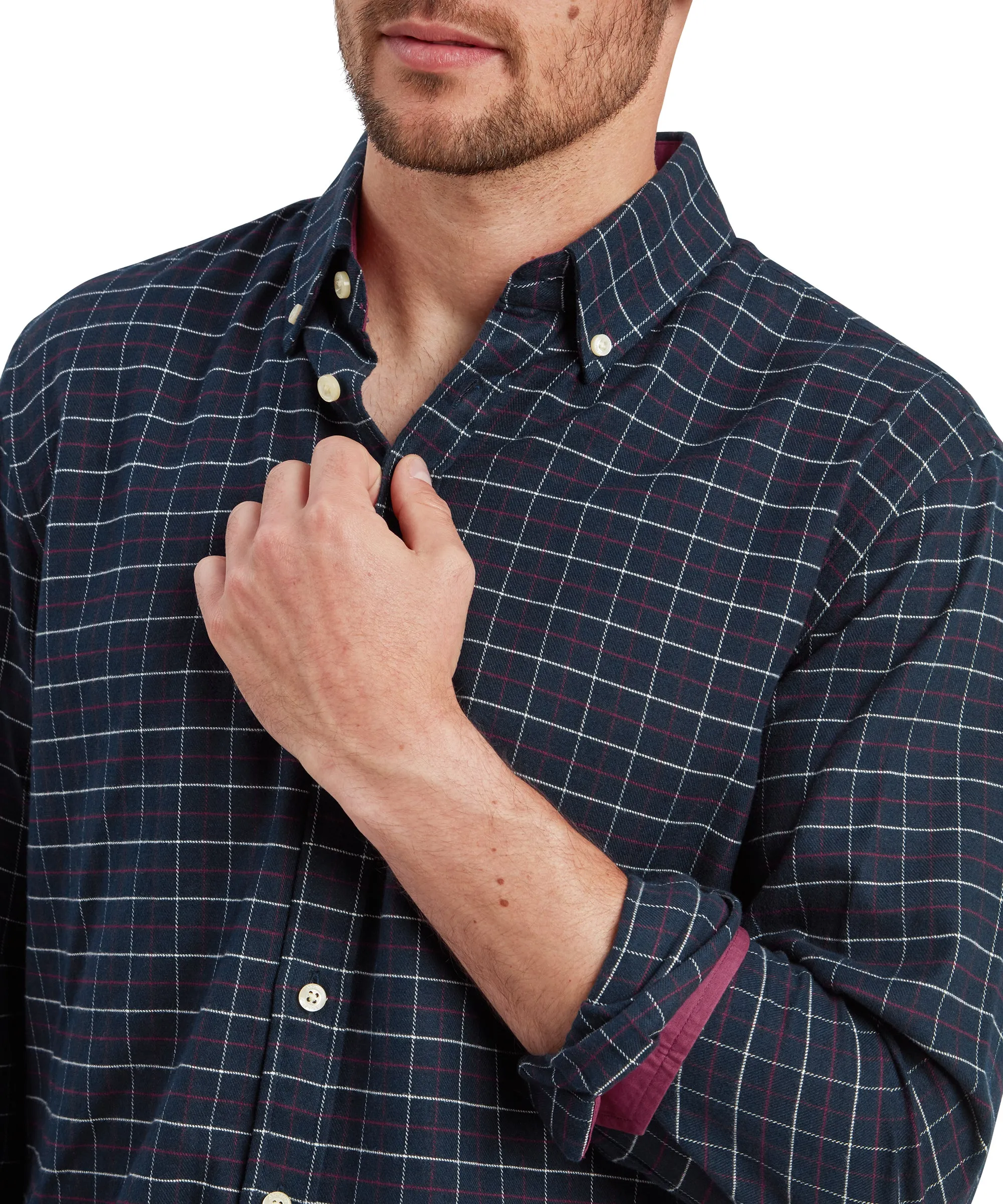 Aldeburgh Tailored Shirt - Navy/Red/Ecru Check