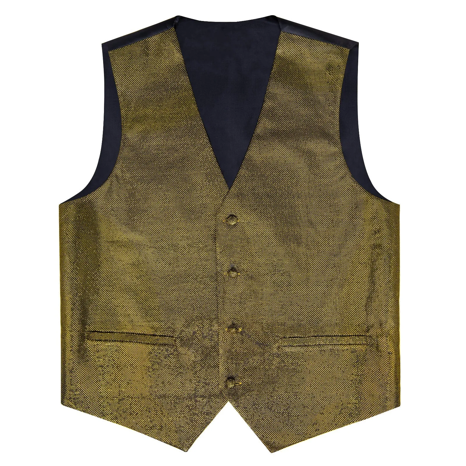 Army Green Solid Shiny Men's Vest Bowtie Hanky Cufflinks Set Waistcoat Suit Set
