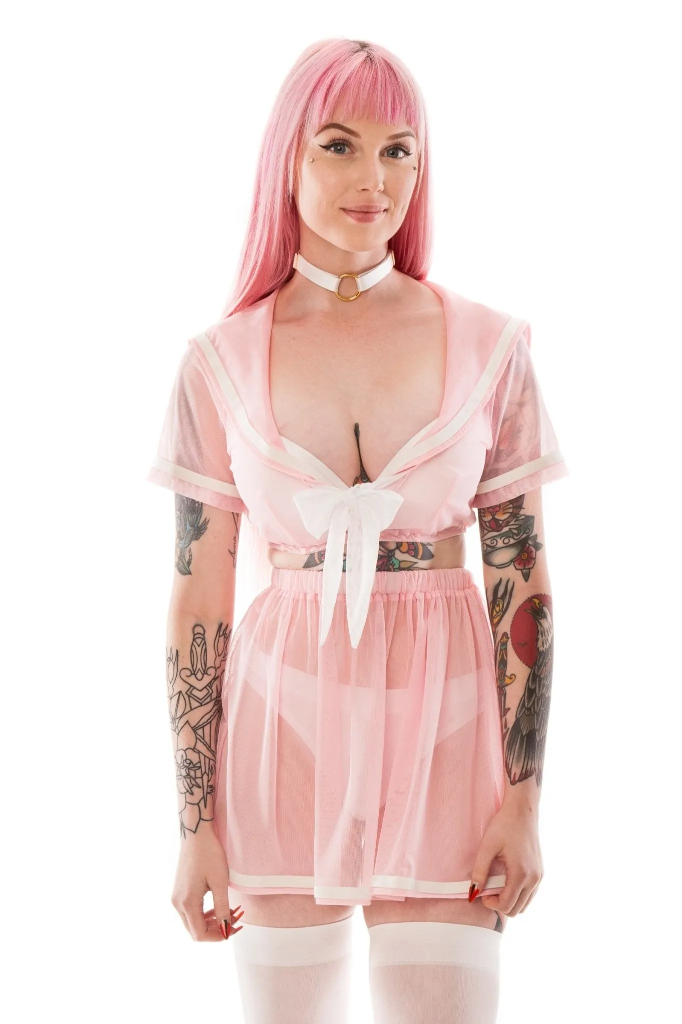 Ayumi Pastel Pink Short Sleeve Seifuku Set - Plus/Curve