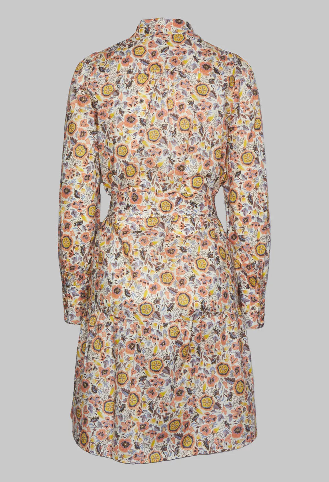 Belted Button Down Shirt Dress in Waterflower Pastel