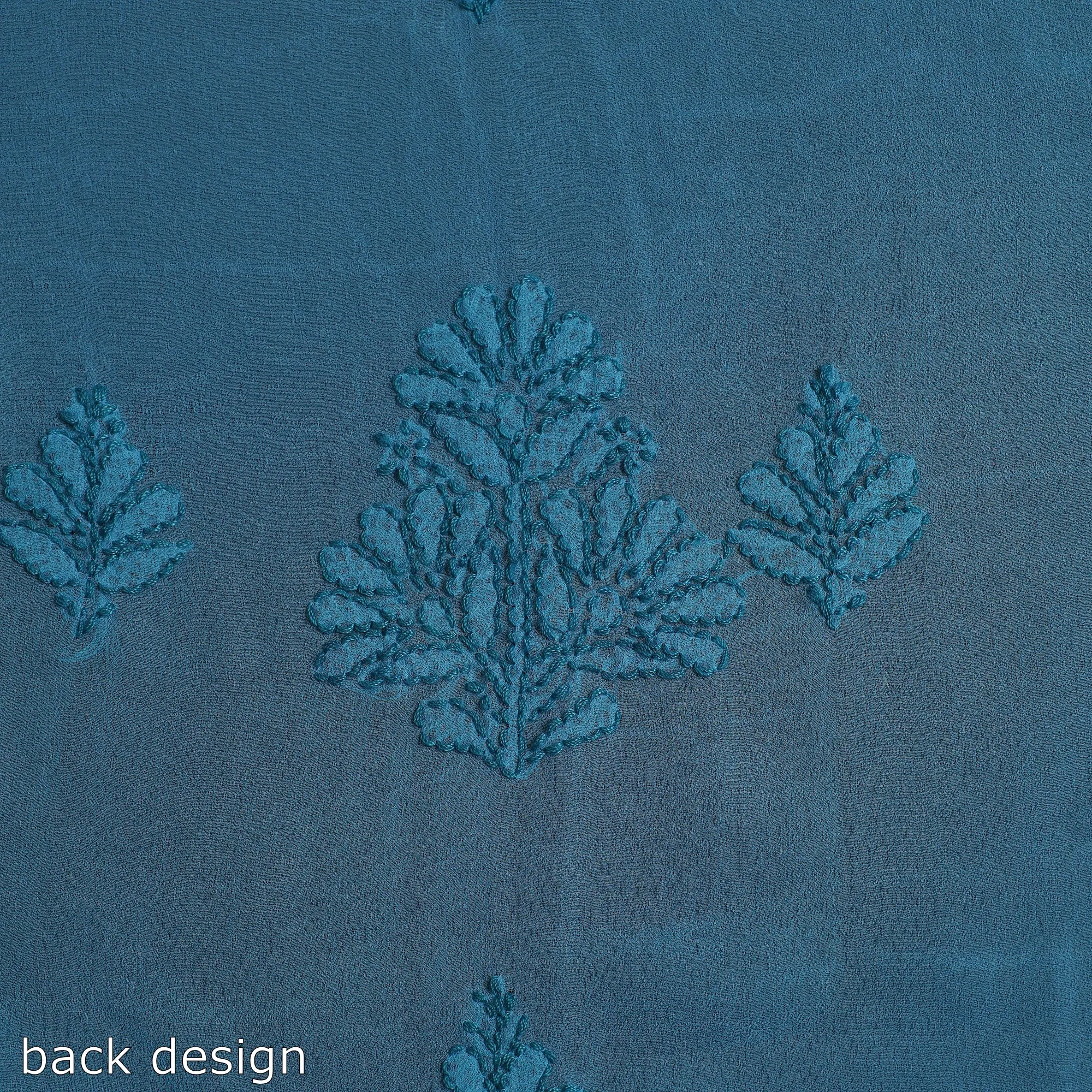 Blue - 3pc Lucknow Chikankari Embroidery Georgette Suit Set 06