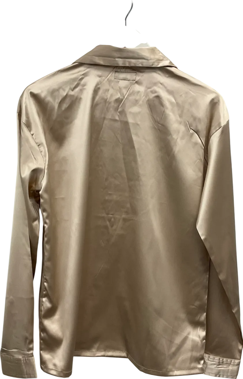 boohooMan Metallic Oversized Deep V Satin Shirt UK M
