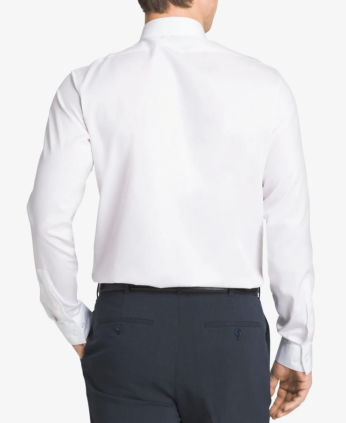 Calvin Klein Men's Slim Fit Non Iron Performance Herringbone Collar Dress Shirt, White