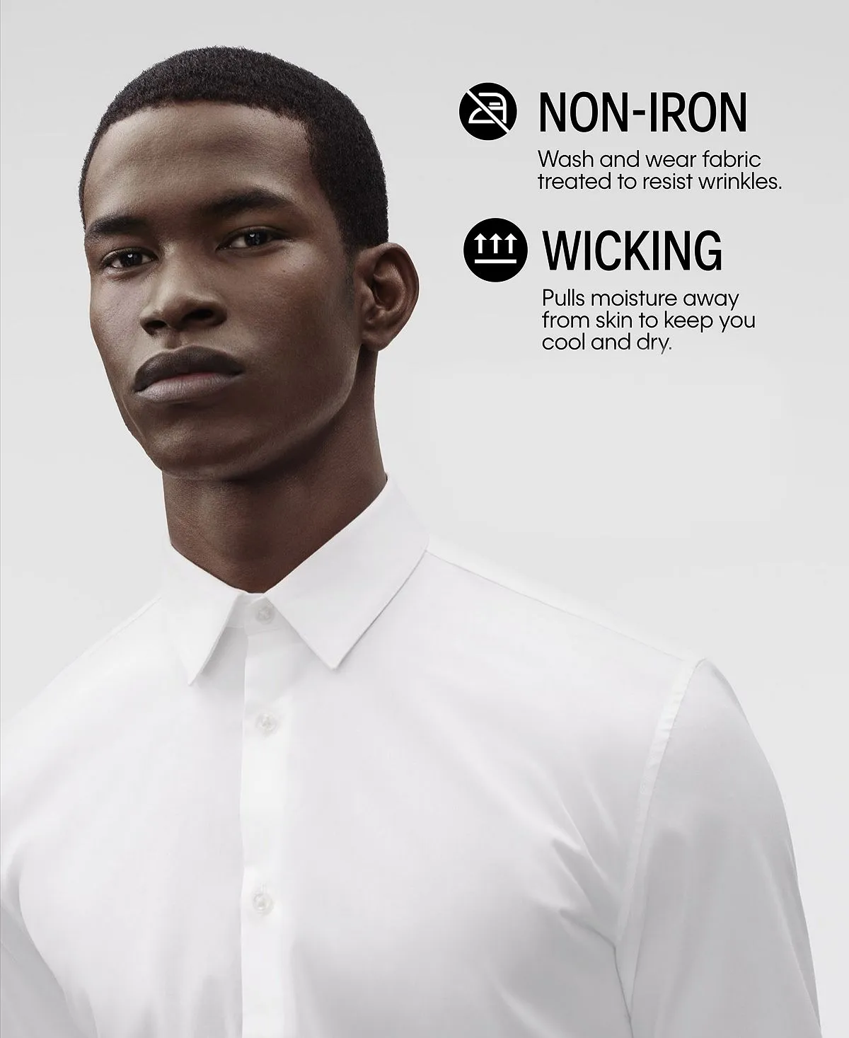 Calvin Klein Men's Slim Fit Non Iron Performance Herringbone Collar Dress Shirt, White
