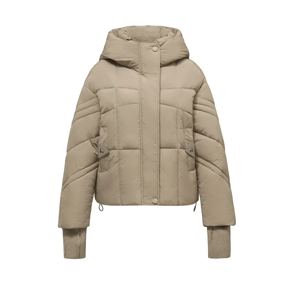 Chic Quilted Jacket with Hood and Ribbed Cuffs - SF2304