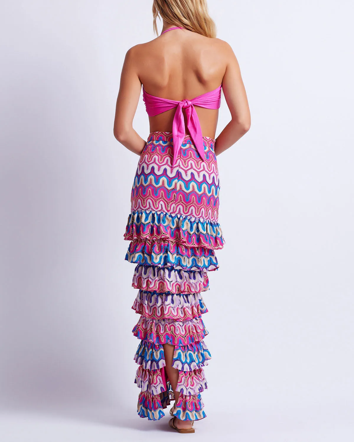 CROCHET RUFFLE MAXI SKIRT
