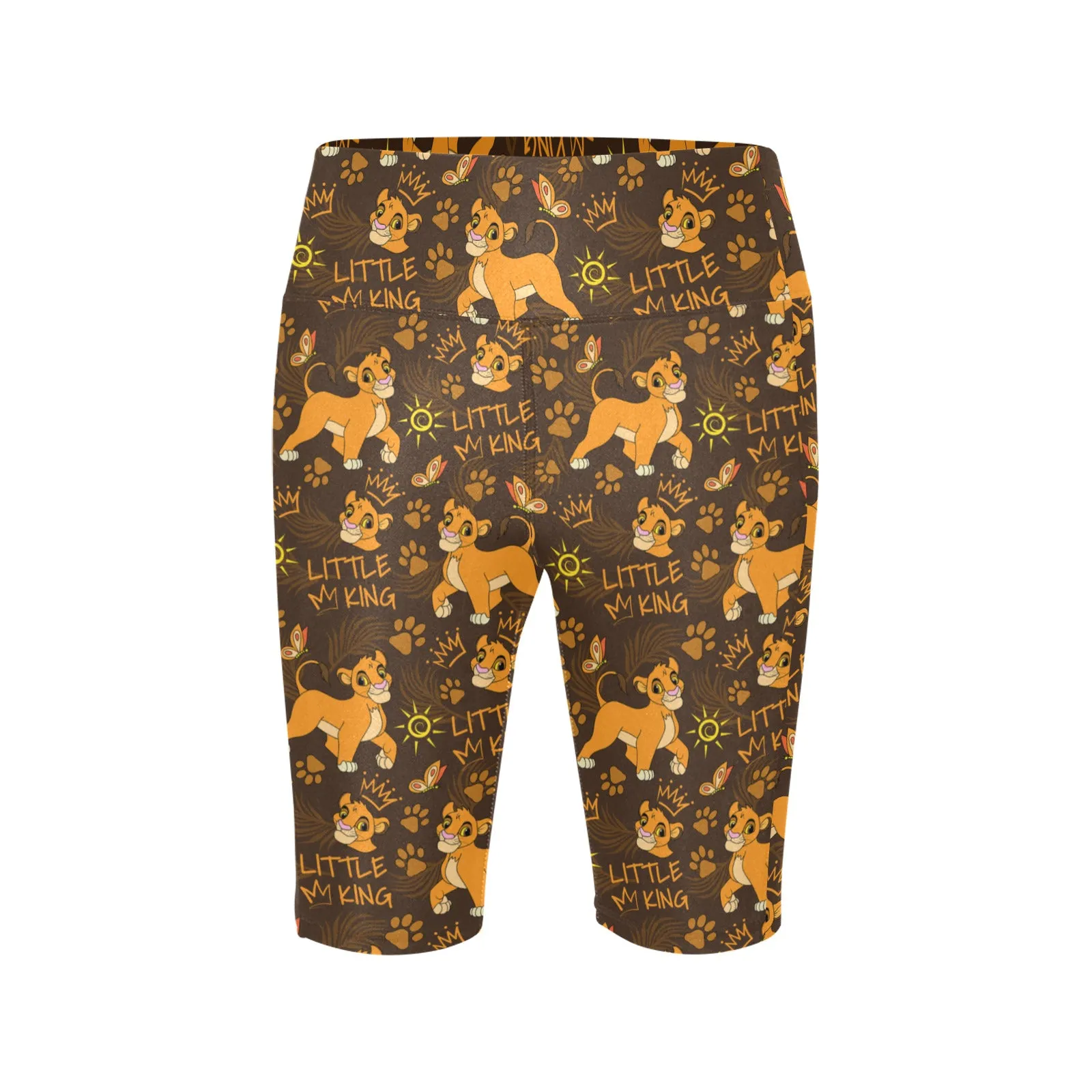 Disney Lion King Little King Women's Athletic Workout Half Tights Leggings With Side Pockets