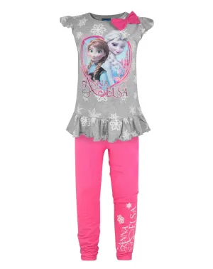 Frozen Anna and Elsa Girl's Top And Leggings Set