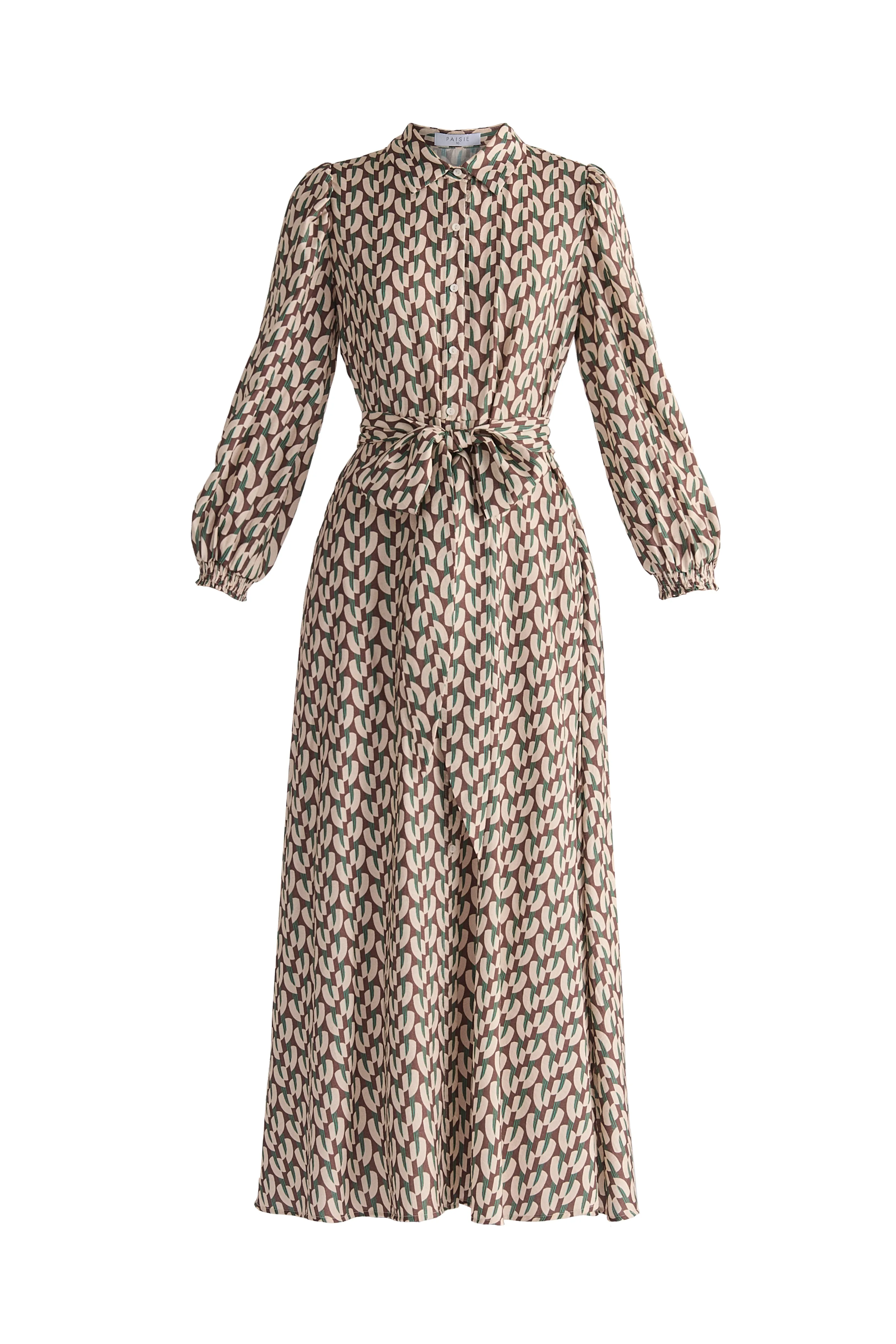 Geometric Print Maxi Shirt Dress