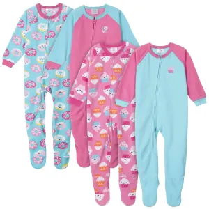 Gerber® 4-Pack Toddler Girls Cupcakes & Donuts Fleece Pajamas