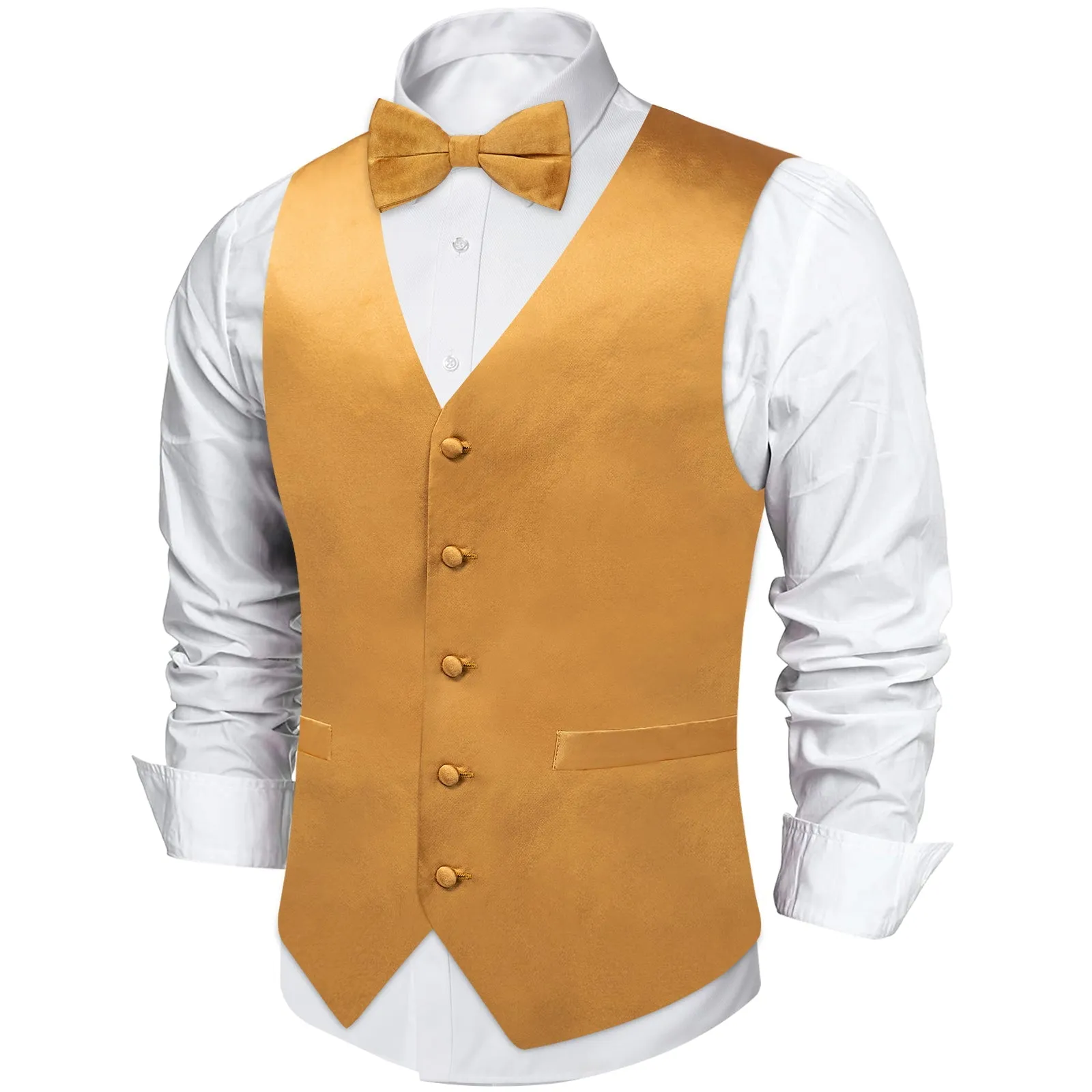 Gold Solid Silk Men's Vest Single Vest