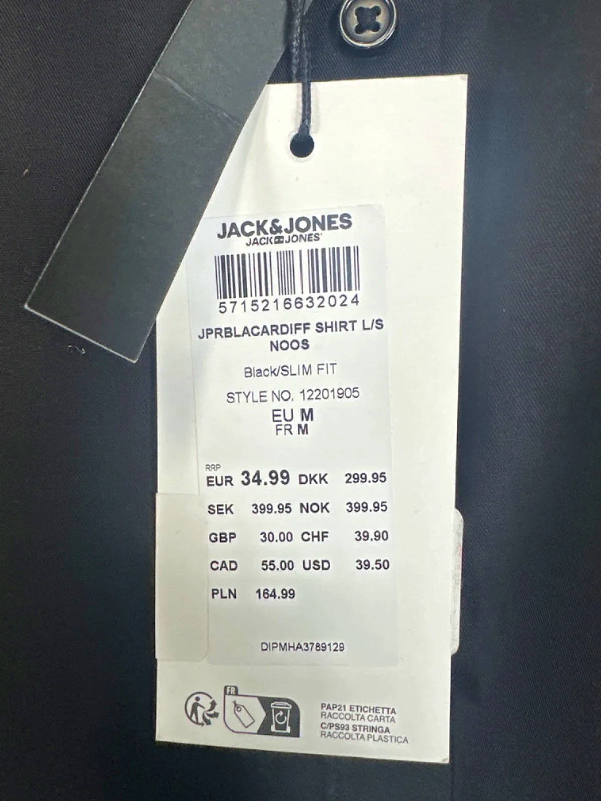Jack & Jones Black Slim Fit Shirt M