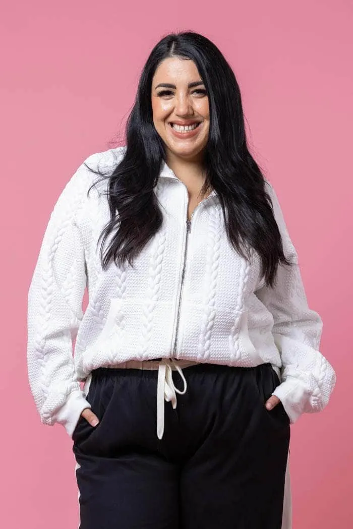 Jacky Zip-Up Sweater White