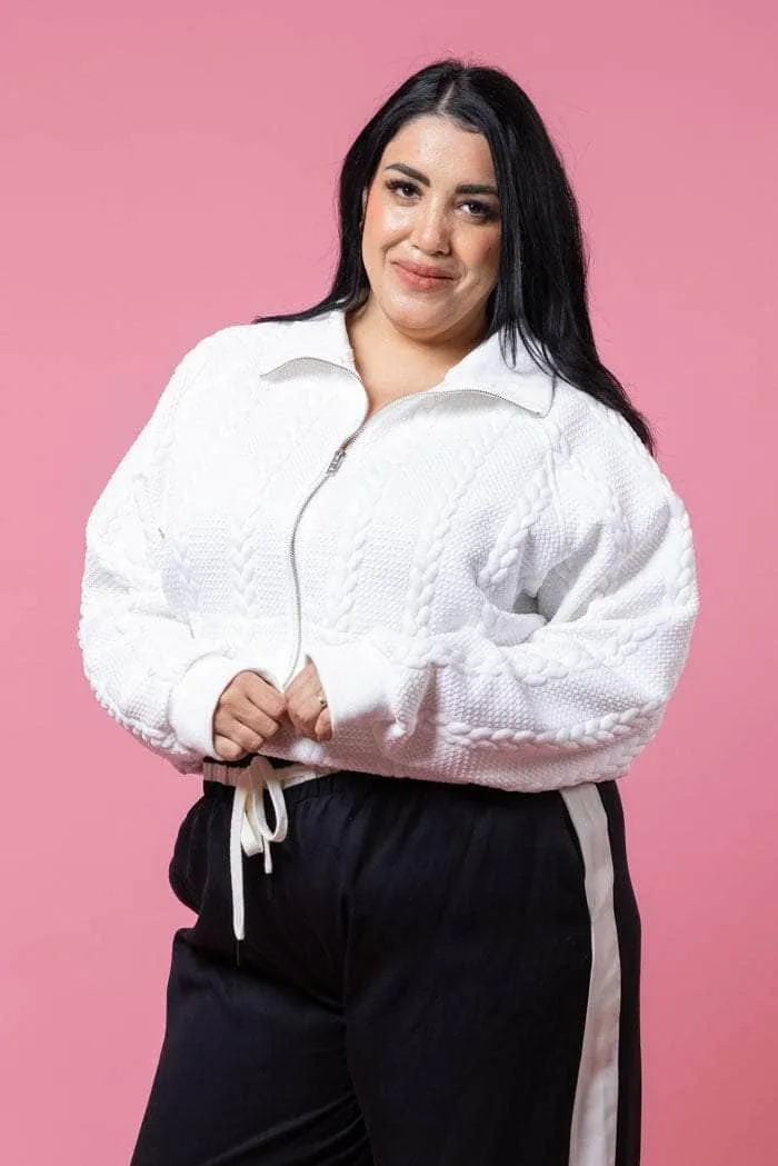 Jacky Zip-Up Sweater White