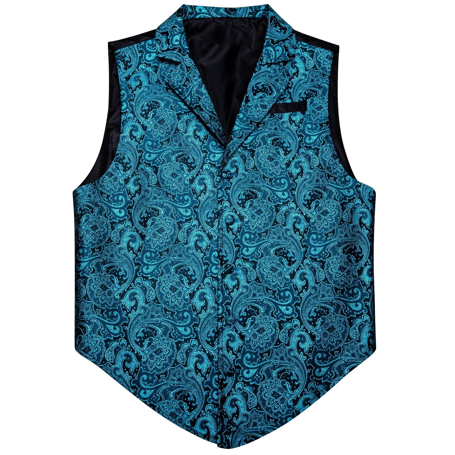 Lake Blue Paisley Jacquard Men's Collar Victorian Suit Vest