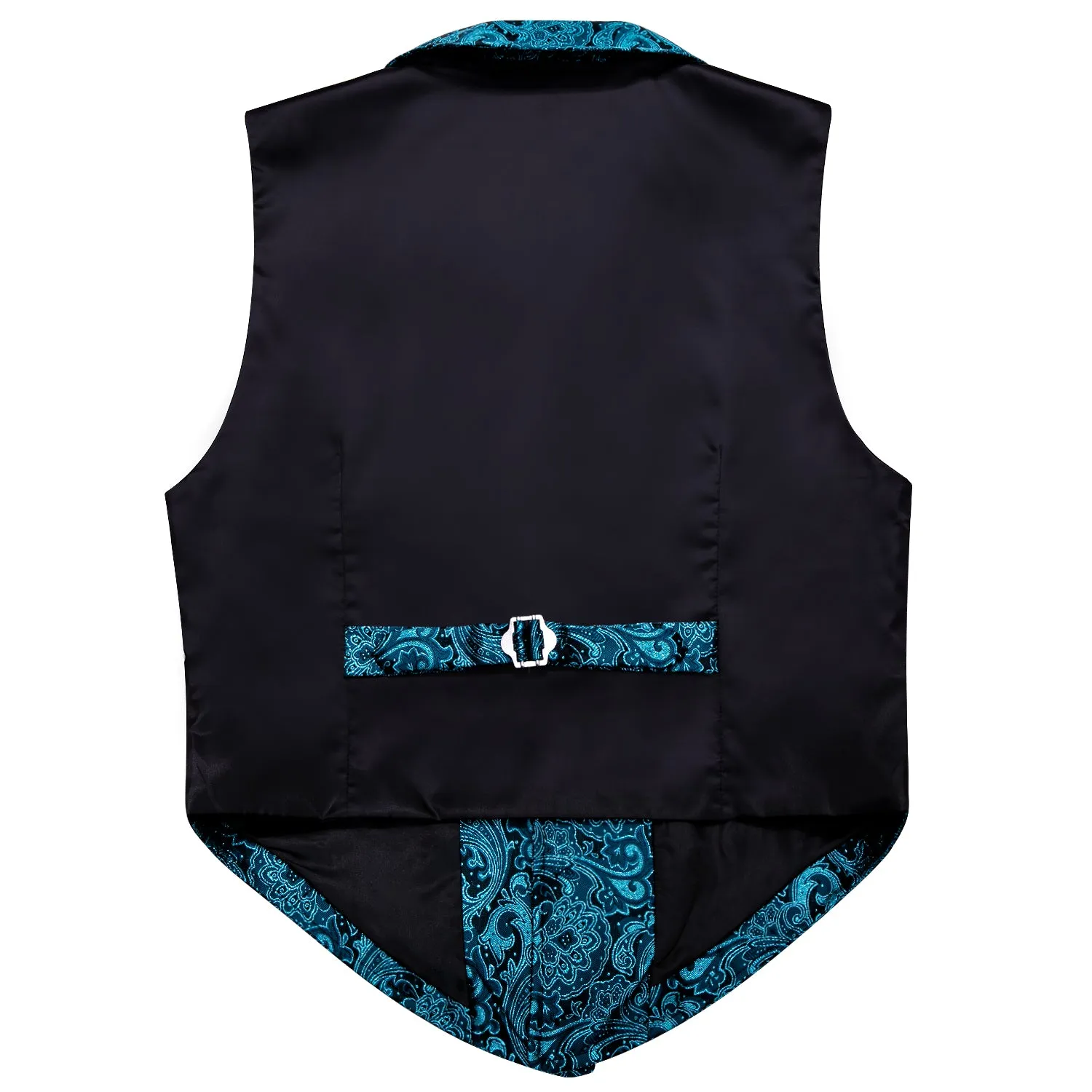 Lake Blue Paisley Jacquard Men's Collar Victorian Suit Vest
