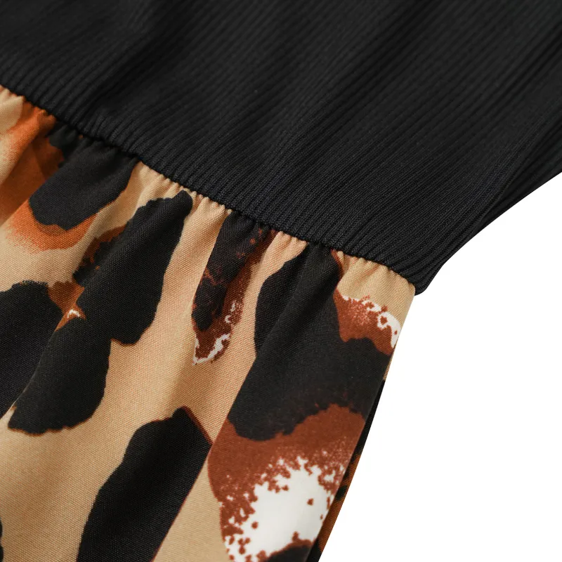 Leopard Print Midi Dresses Sleeveless