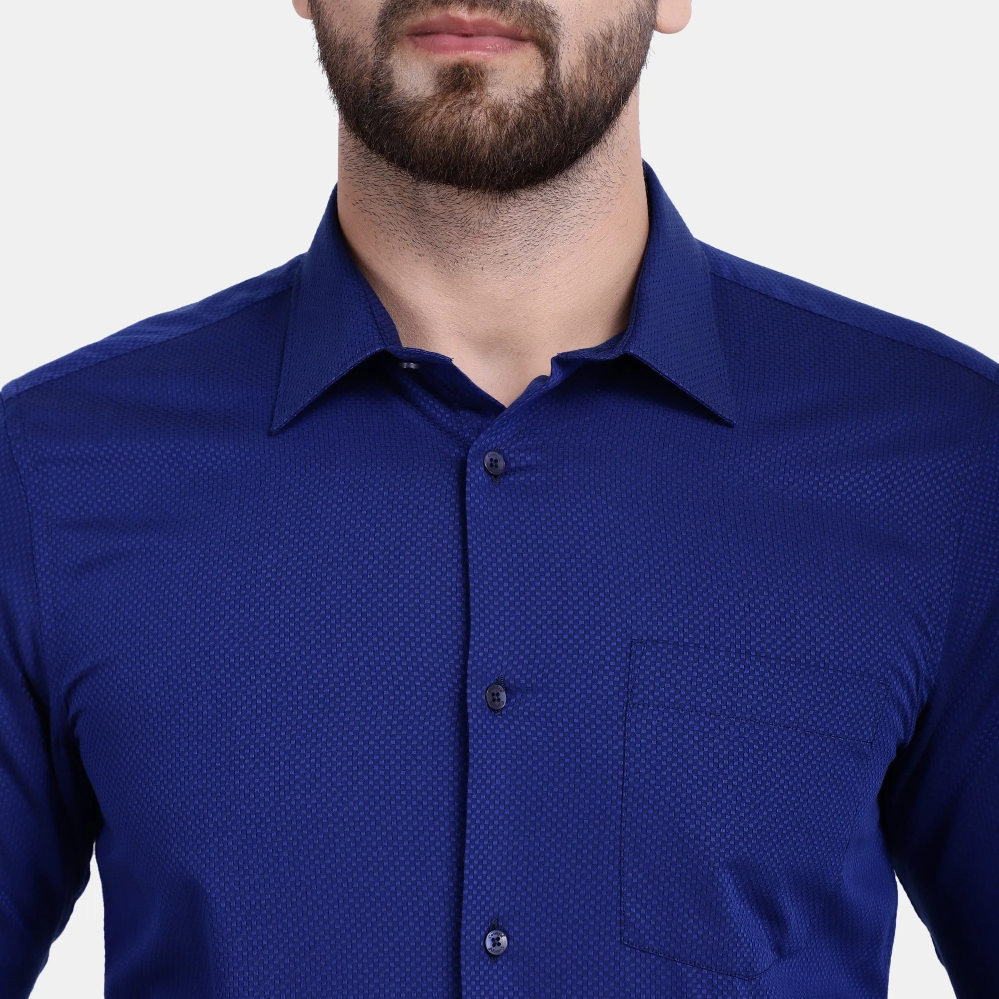Men's Luthai Supima Mercerised Cotton Bitone Check Textured Slim Fit Shirt