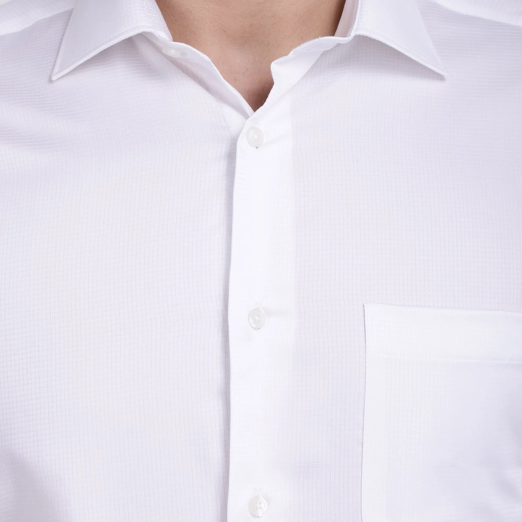 Men's Luthai Supima Mercerised Cotton Check Textured Jacquard Weave Design Slim Fit Dress Shirt