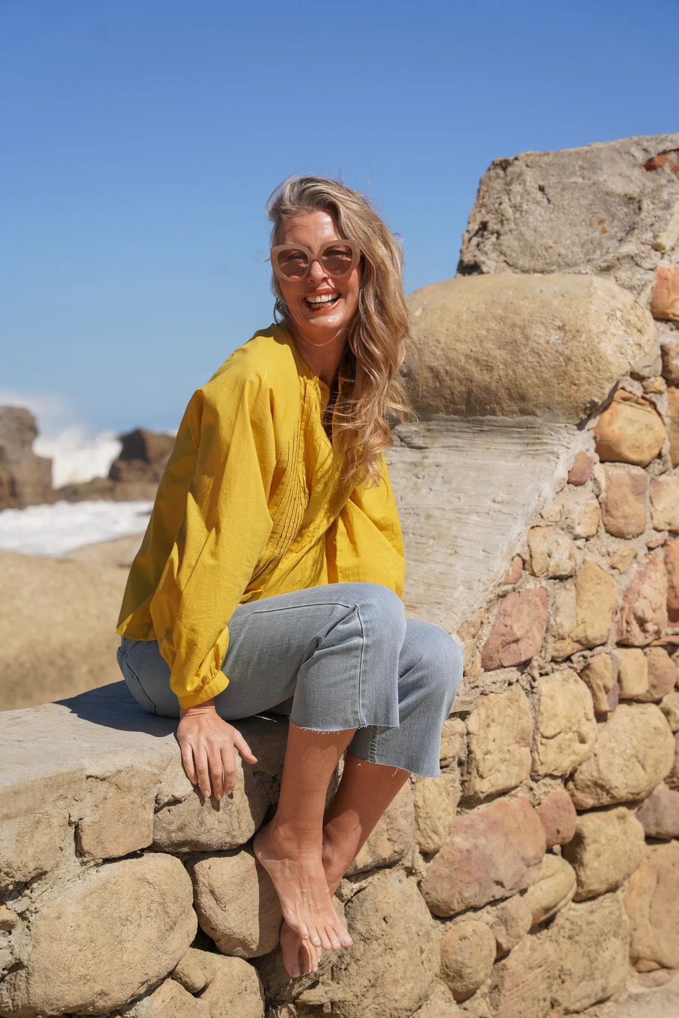 Mustard Pintuck Shirt