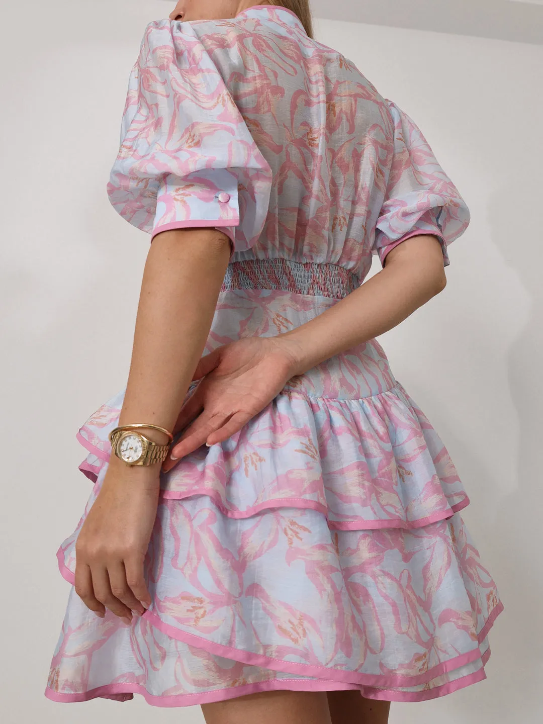 Patriza Tiered Frill Dress | Pastel Mix