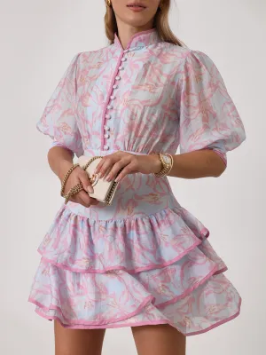 Patriza Tiered Frill Dress | Pastel Mix