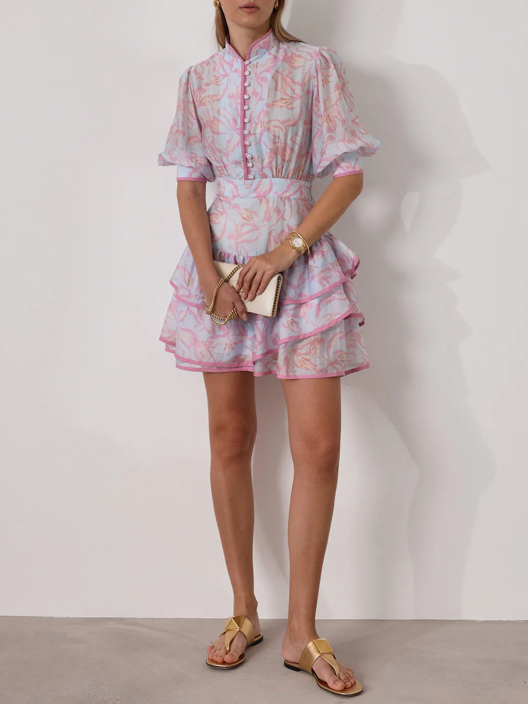 Patriza Tiered Frill Dress | Pastel Mix
