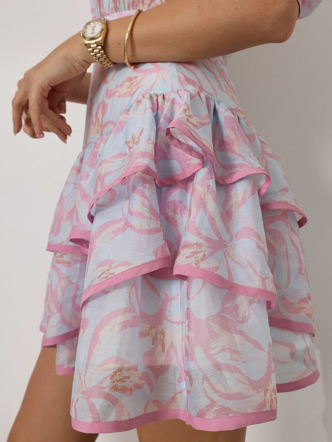 Patriza Tiered Frill Dress | Pastel Mix