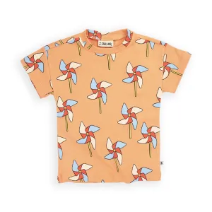 Pinwheel Crewneck Rib Short Sleeve Shirt - 2 Left Size 8-10 & 12-14 years
