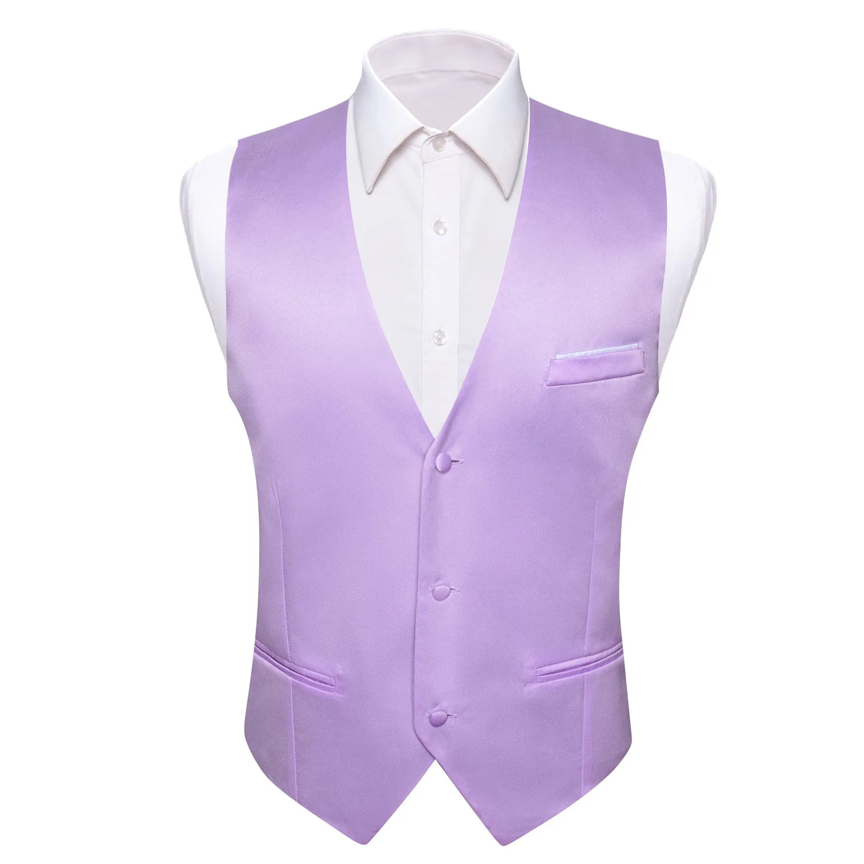 Purple Orchid Solid Silk Men's Vest Bow Tie Set Waistcoat Suit Set