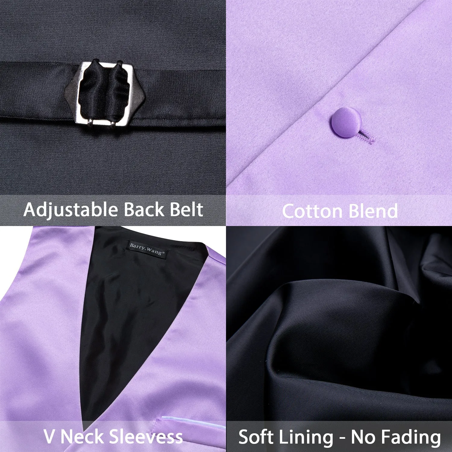Purple Orchid Solid Silk Men's Vest Bow Tie Set Waistcoat Suit Set
