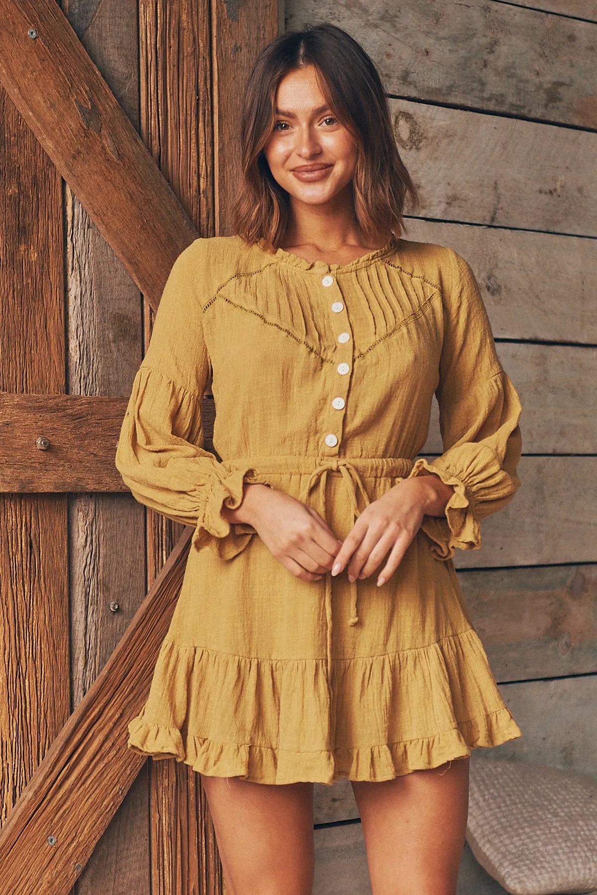 Rafael Ginger Long Sleeve Shirt Dress