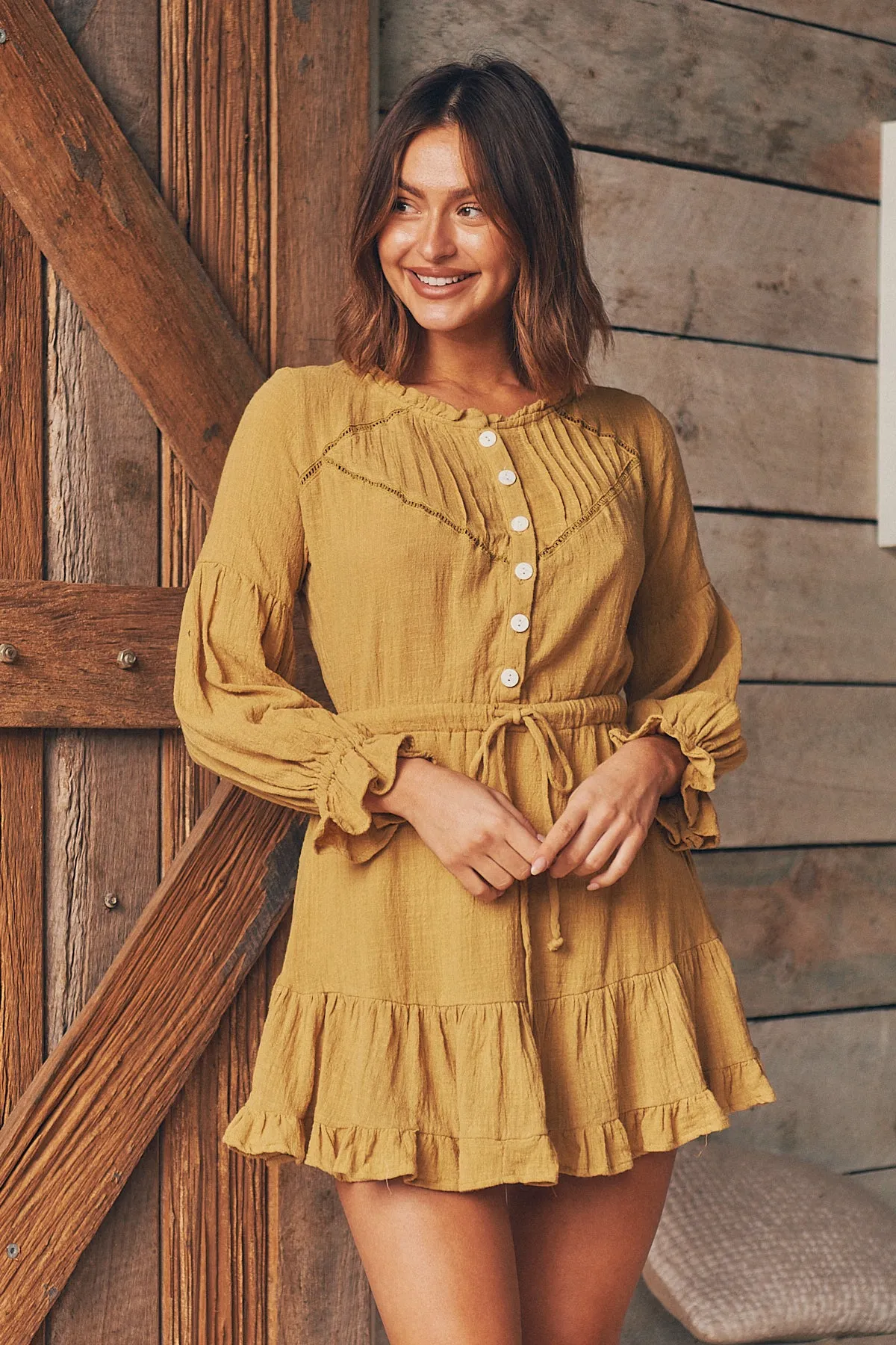 Rafael Ginger Long Sleeve Shirt Dress
