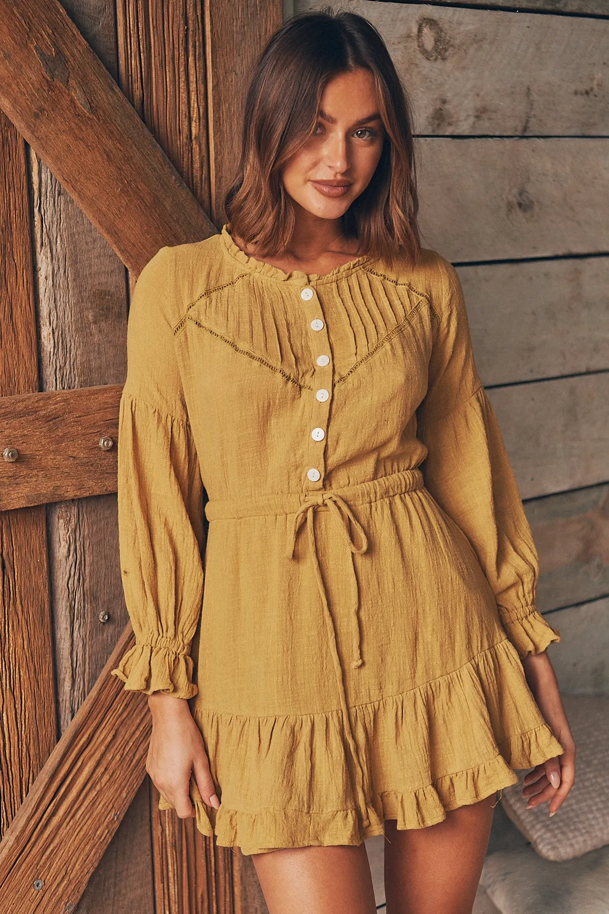 Rafael Ginger Long Sleeve Shirt Dress