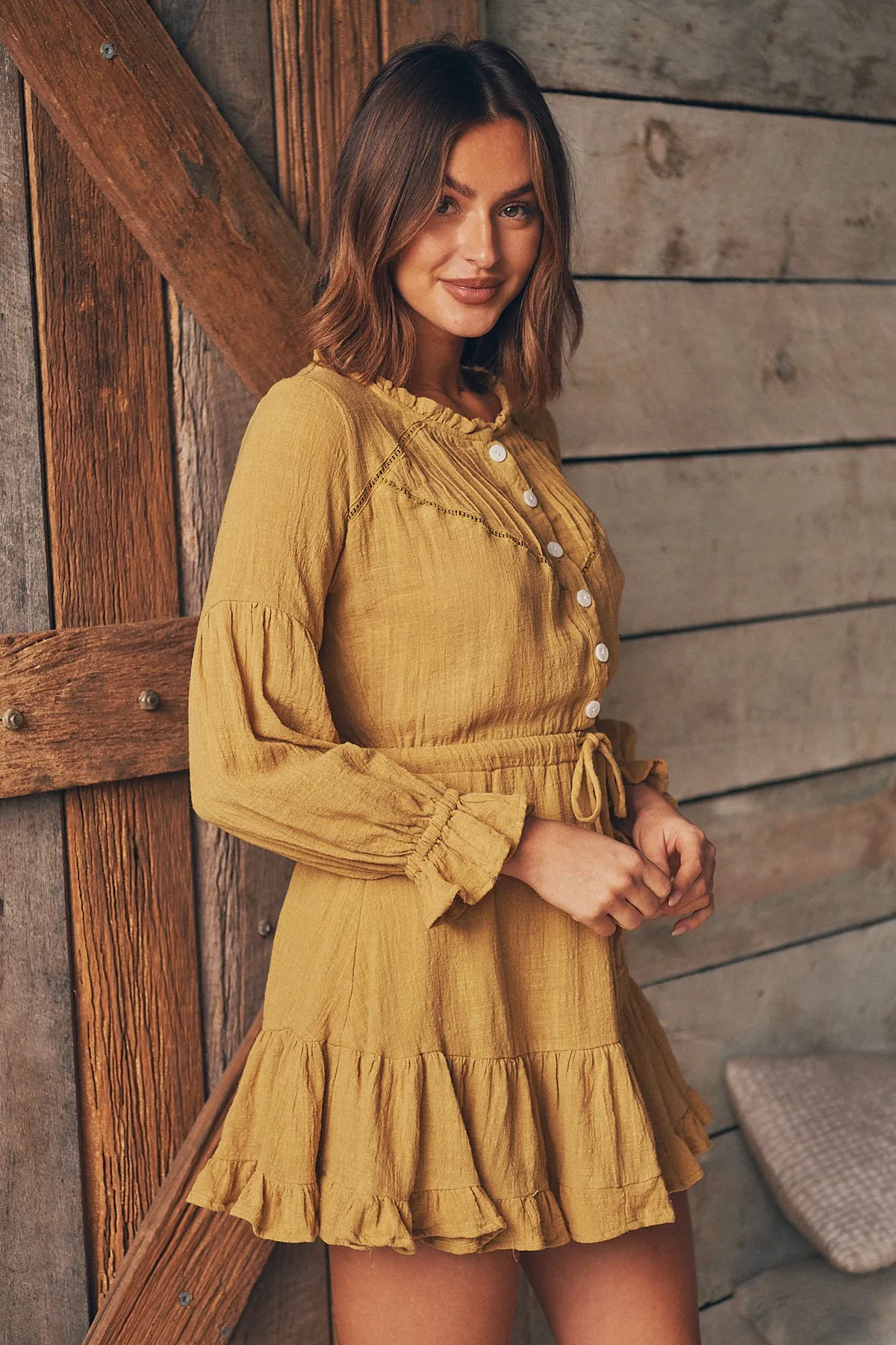 Rafael Ginger Long Sleeve Shirt Dress