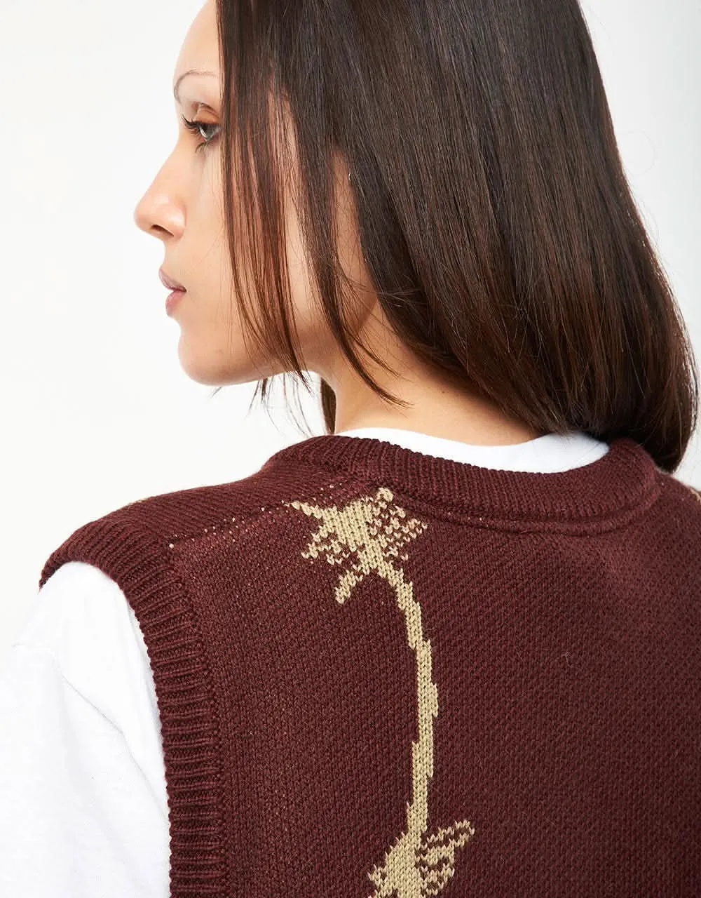 Route One Barbed Knitted Vest - Nut Brown/Wheat