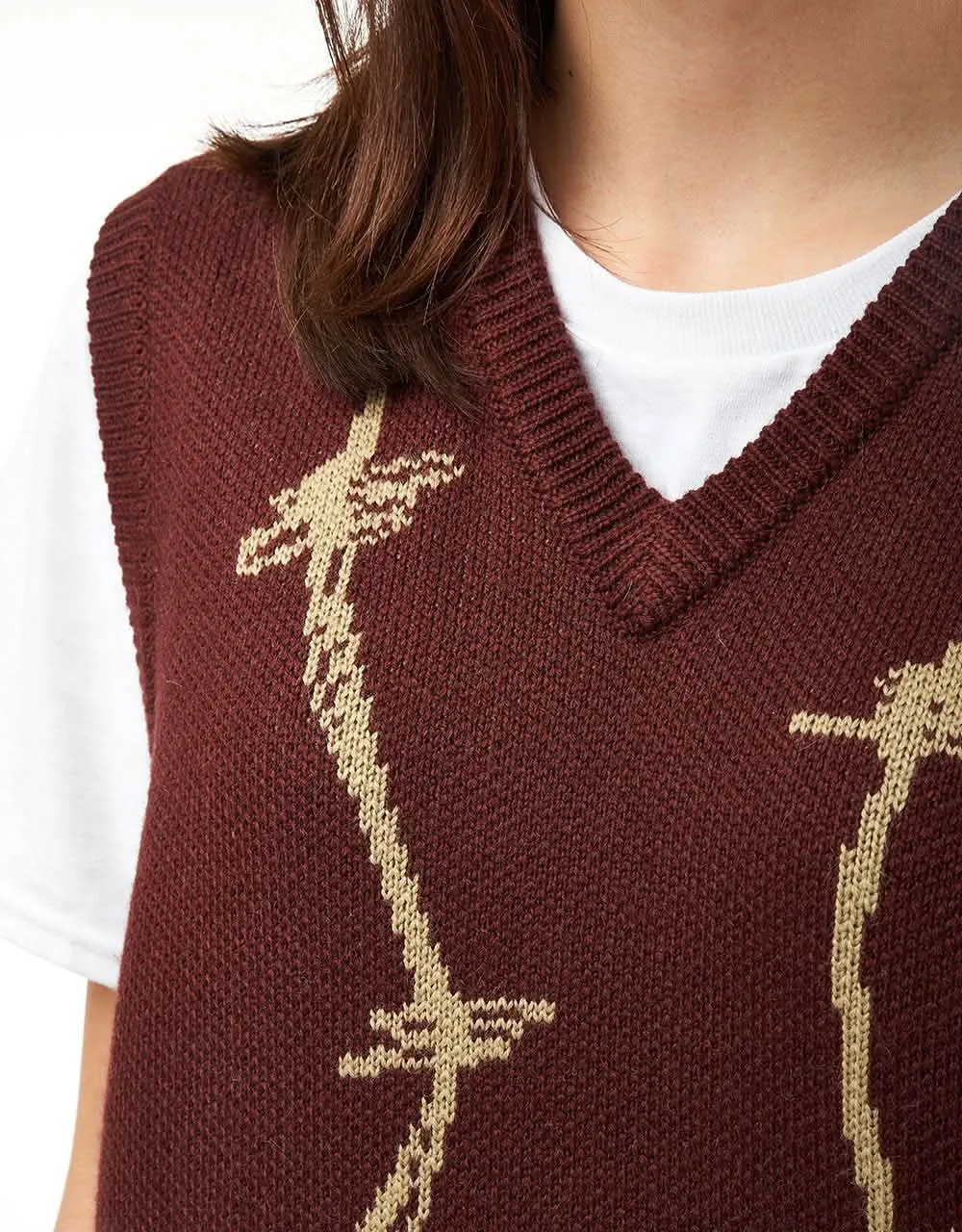 Route One Barbed Knitted Vest - Nut Brown/Wheat