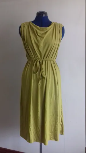 Scoop Neck Mustard Yellow Dress