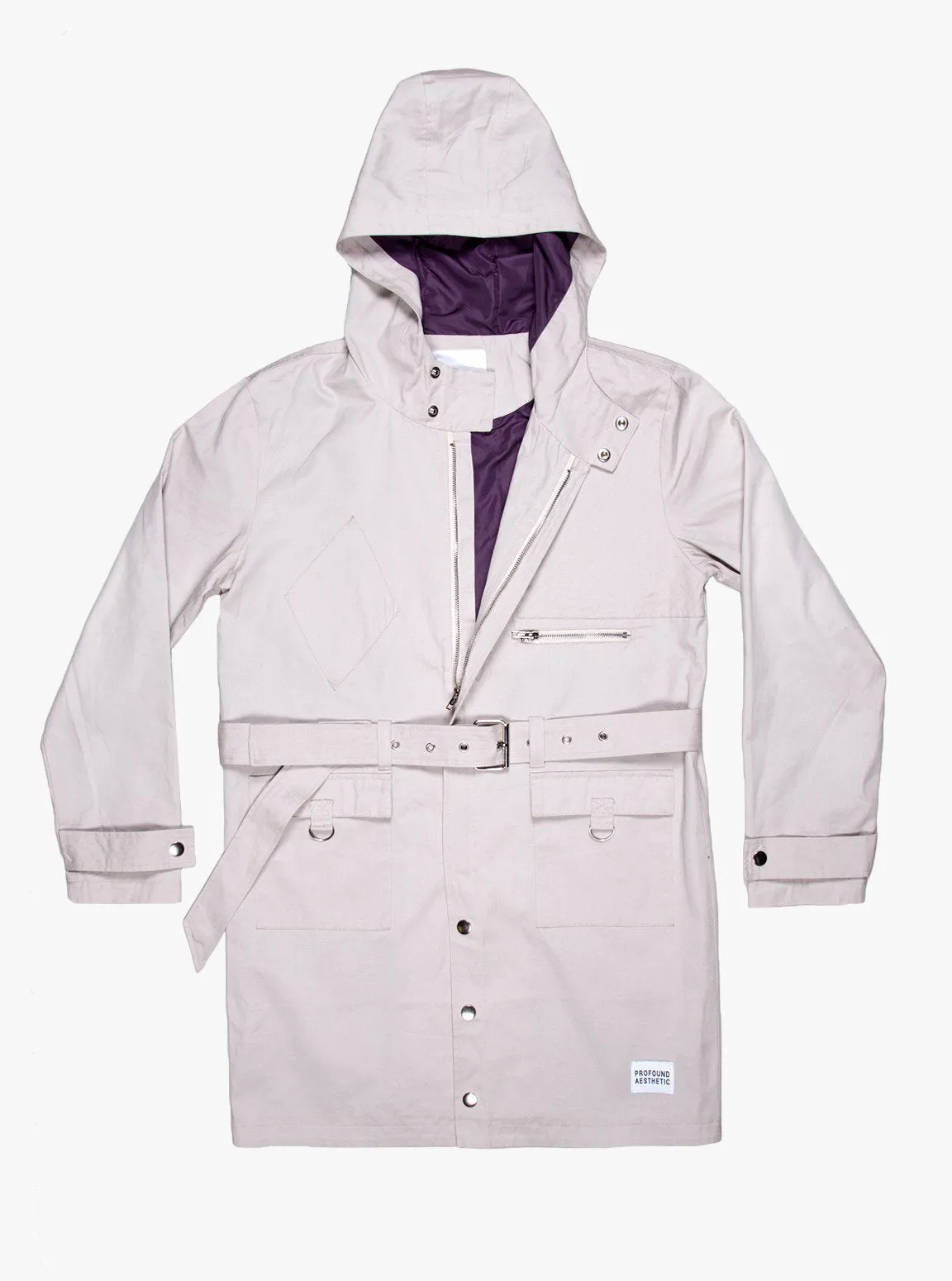 Silver Scale Longline Hooded Jacket in Silver