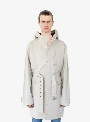 Silver Scale Longline Hooded Jacket in Silver